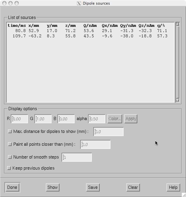 dipole list