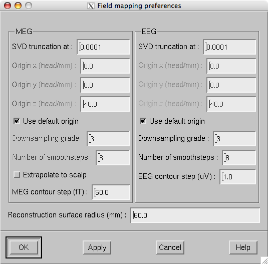 Field mapping preferences dialog