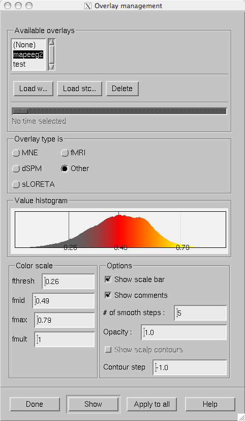 The overlay management dialog